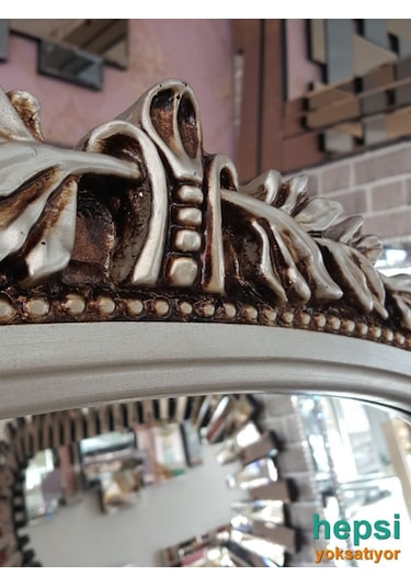 Matmazel Model Gümüş Renk Varaklı Ayaklı Boy Aynası Gümüş