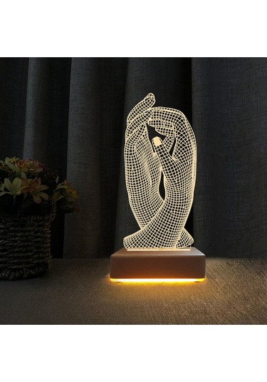 Aşk El Ele 3d Tasarım Led Lambası Sevgiliye Hediye Lamba