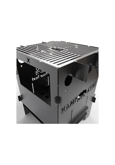 Kamp Ayısı Pyro Ateş Kutusu Portatif ve Katlanır Çok Yakıtlı Kamp Ocağı Çantalı Gri