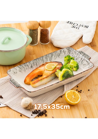 Porsima 083 Dikdörtgen 3'lü Porselen Fırın Kabı Servis Tabağı Siy Siyah