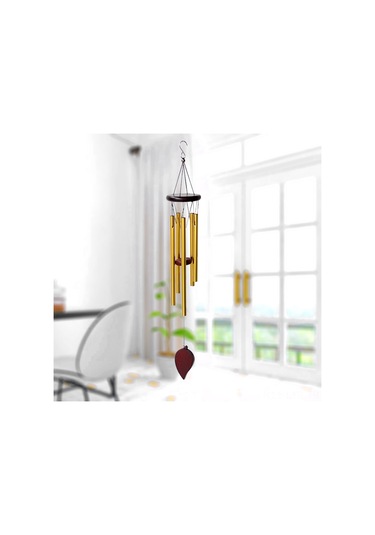 Ranyeek Alüminyum Ve Ahşap Konstrüksiyonlu 6 Borulu Rüzgar Çanı - Altın/gümüş Seçenekli Dekoratif Ses Aleti