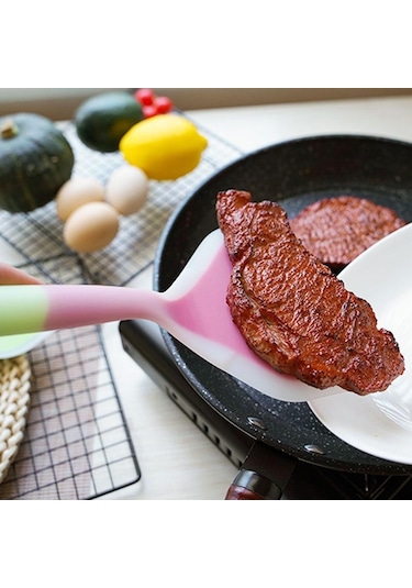 Pembe 1 Adet Silikon Spatula Mutfak Eşyaları Sığır Eti Yumurta Mutfak Kazıyıcı Geniş Pizza Pişirme Aracı Kürek Yapışmaz Spatula Pişirme Gereçleri