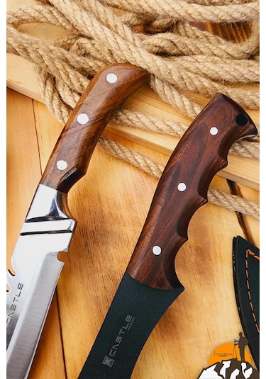 Ceviz Sap Outdoor Balta Kamp Bıçağı Çakısı Kılıflı Kmp-015 Kahverengi