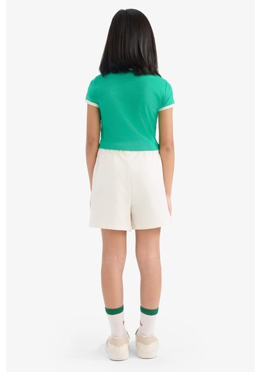 DeFacto Kız Çocuk 2'li Takım Fitilli Kaşkorse Baskılı Kısa Kollu Tişört Beli Lastikli Şort E4756A825HSGN227 Yeşil DeFacto Kız Çocuk 2'li Takım Fitilli Kaşkorse Baskılı Kısa Kollu Tişört Beli Lastikli Şort E4756A825HSGN227 Yeşil