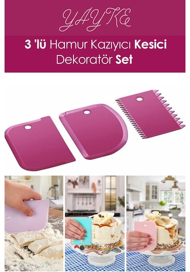 Yayke 3lü Set Hamur Kesme Ve Kazıma Şekillendirici Aparatı