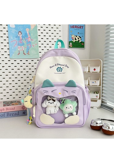 Sevimli Büyük Kapasiteli Trend Şeffaf Okul Çantası Mor