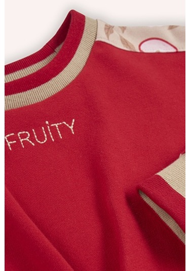 Kız Çocuk Kolları Parça Detaylı Sweatshirt Kırmızı 2421gk08049-4979 001