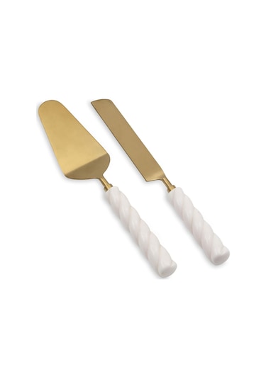 The Mia Column Pasta Servis Takımı 2 Parça Gold