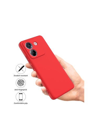 Xiaomi Poco M7 Pro 5g İçin Düz Renk Sıvı Silikon Damlamaz Tam Kapsama Telefon Kılıfı Kırmızı