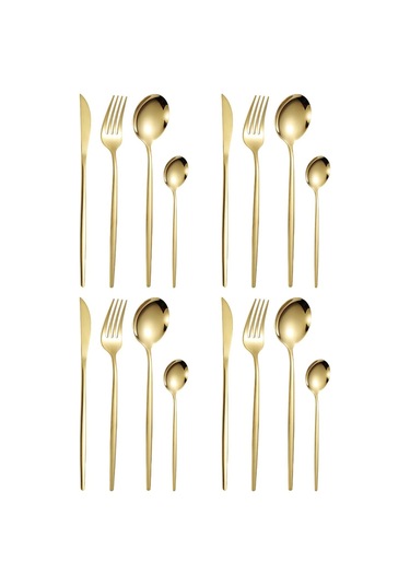 Suntek Mutfak Çatal Bıçak Takımı Çok Altın-16-adet