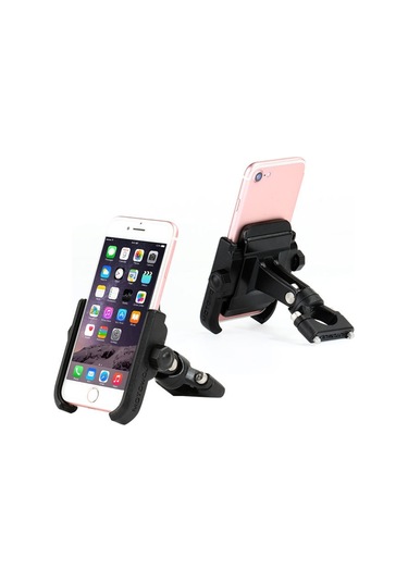 Motosiklet Gidon Alüminyum Alaşımlı Telefon Braketi, 4-6 İnç Cihaz İçin Uygun Siyah Siyah