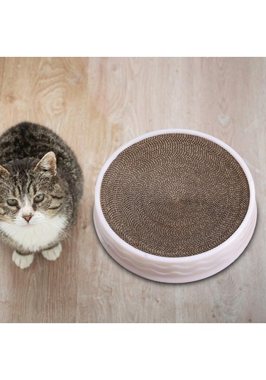 Suntek Kedi Tırmalama Yatağı Büyük Yuvarlak Kanepe Beyaz