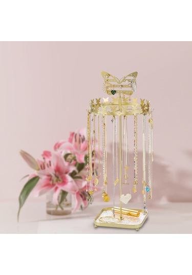 Homyl Takı Organizatör Ekran Metal Tutucu Kolye Küpe Bileklik Altın