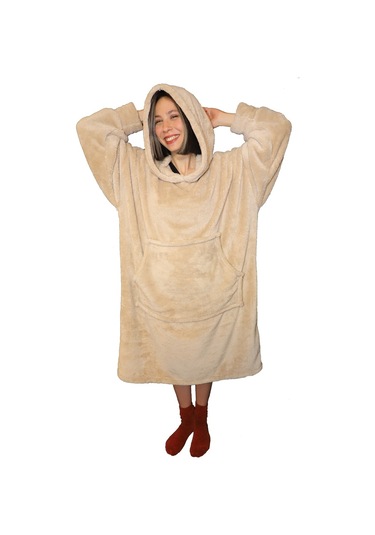 Rokeff Wellsoft Tek Kişilik Giyilebilir Battaniye Bej L/xl