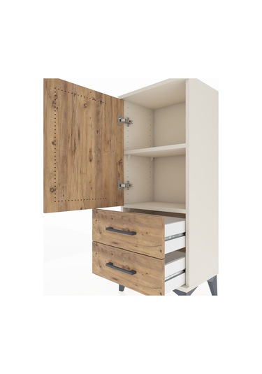 Arges Komodin 2 Raflı 2 Çekmeceli Tek Kapaklı 44x30x106 Aytaşı-çam Aytası