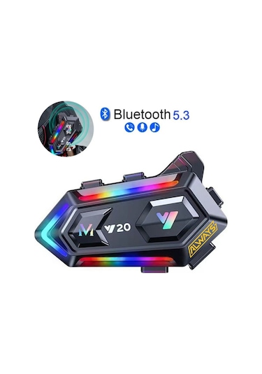 Always Y20 Bt5.3 Motosiklet Kask Kulaklık Intercom Işıklı Motorsiklet Interkom