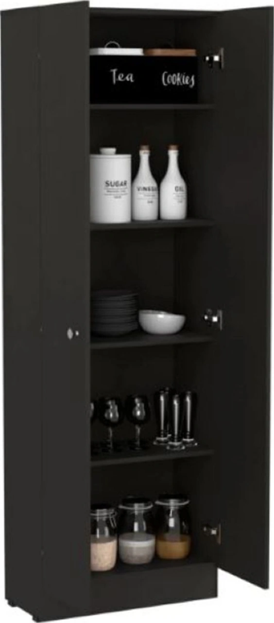 Mez Çok Amaçlı Dolap,5 Raflı, 2 Kapaklı Mutfak Dolabı Kiler Dolabı Banyo Dolabı Antrasit