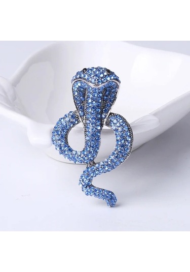 Ganzhoushop Yılan Trendy Rhinestone Red2201 Pimleri Parti Ofis Multı Multı Kobra Kadınlar İçin Şık Emaye Broş Qg Çok Renkli