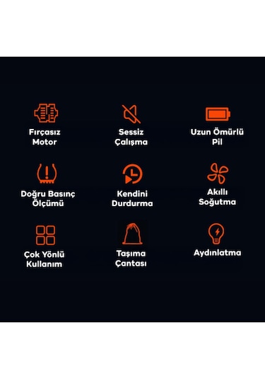 Coofbe 12v Led Işıklı Kablolu Ve Kablosuz Araç Lastik Şişirme Pompası Lastik Şişirme Kompresör Pompası