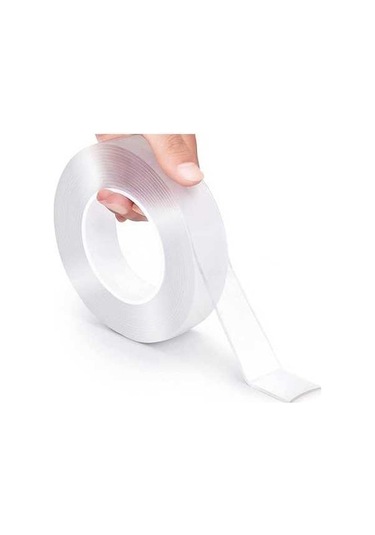 Pazly 50mmx2mm Şeffaf Çift Taraflı Nano Yapışkan Bant, 3m Beyaz, Halı Duvar Bandı Sticker