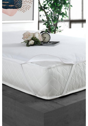 %100 Pamuklu Sıvı Geçirmez Lastikli Alez Beyaz