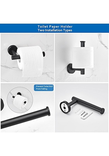 Paslanmaz Çelik 7 Parça Banyo Havlu Askısı Seti - Dayanıklı Ve Şık Duvar Askılık Gri Gri