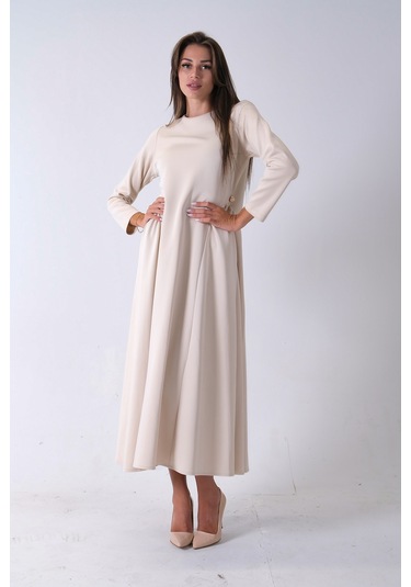 Feminist Taş Bisiklet Yaka Scuba Tesettür Elbise 4593445.50 Taş