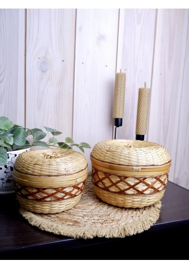 Nika&shop Örgü Kapaklı Sepet Seti 284603391 Kahverengi