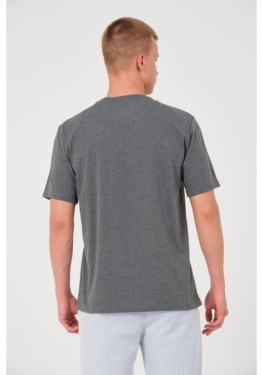 Erkek 4 Lü Paket %100 Pamuk Oversize Tişört Basic Bisiklet Yaka Kısa Kollu T-shirt Gri