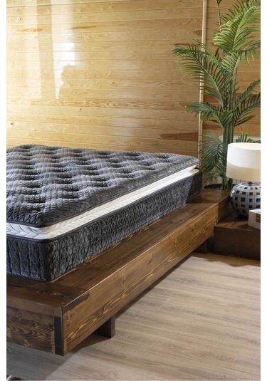 Mu&bah Gri Ultra Ortopedik Hilal Pedli Paket Yaylı Tavşan Tüyü Kumaş Yatak 90x190