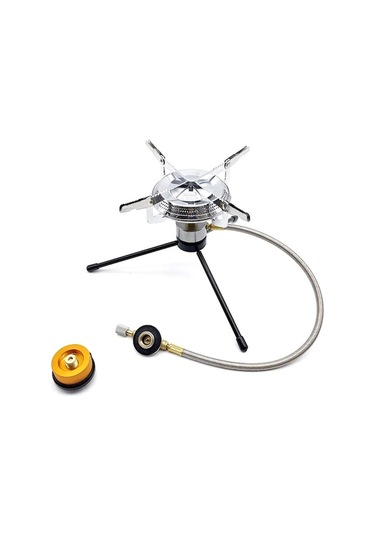 Taşra Kamp Gaz Sobası 4500w: Bölünür, Taşınabilir, Üç Ayaklı + Kartuş Dönüştürücü, Çay/pot Çevirme İçin Gümüş Gümüş