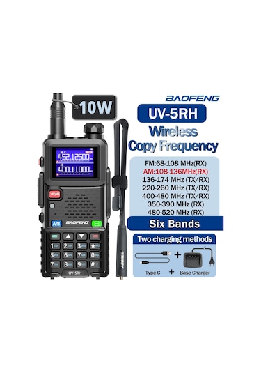 Uv 5rh 10w Hava Bantı Telsiz Uzun Menzilli Kablosuz İletişim Cihazı