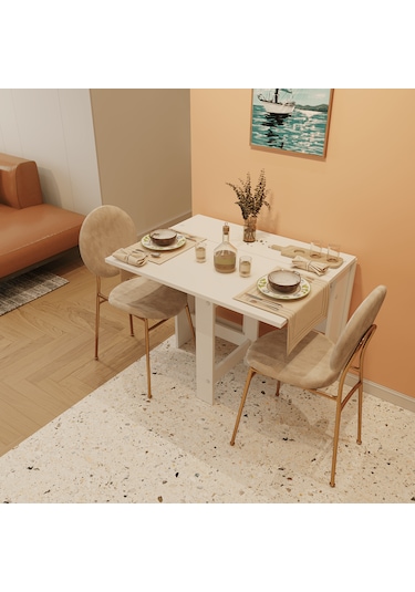 Pratik Katlanır Mutfak Yemek Çalışma Masası - 6 Kişilik -%100 Mdf