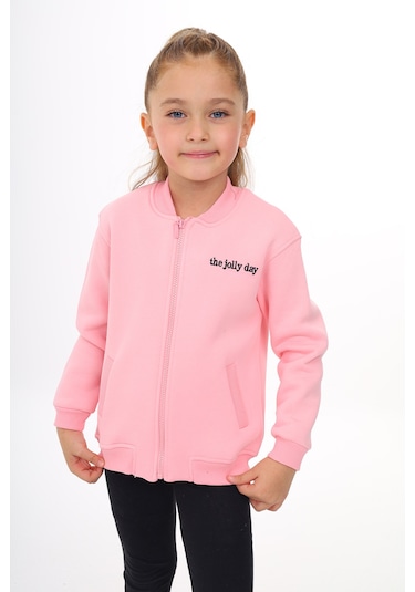 Toontoy Kız Çocuk Nakışlı Hırka Pembe