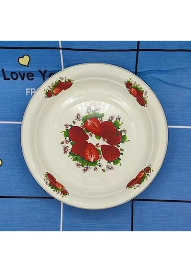 Yemek Tabağı Porselen Büyük Kapasiteli Çiçek Desenli Zarif Meze Yemek Servis Emaye Tabak D
