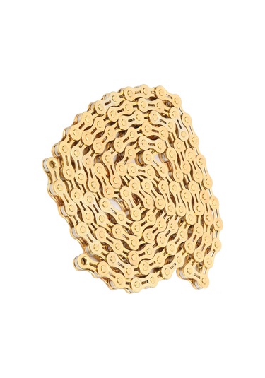 Fosenze 8 Vites Dağ Yolu Bisikleti Zinciri, 116 Baget, Altın Renk, Yarı Delikli, Titan Kaplama, Dayanıklı, Hızlı Montaj, 316g Diğer