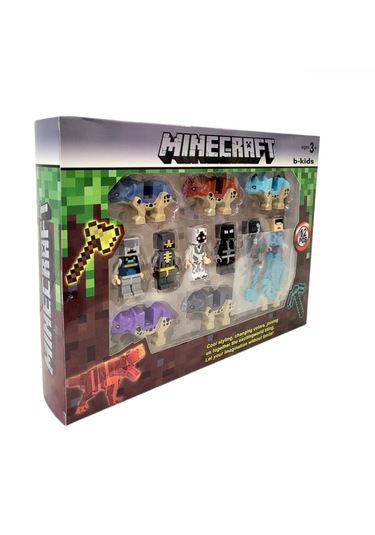 Minecraft 12 Parça Figür Ve Dinozor Oyun Seti Minecraft
