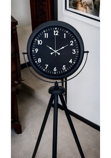 Royal Black Tripod Ayaklı Modern Tasarım Saat Siyah