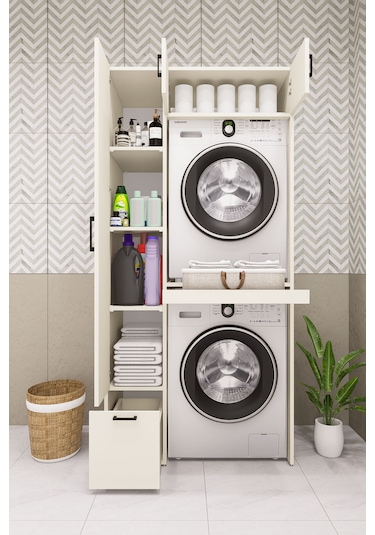 Mdf Çamarış Makinesi Ve Kurutma Makinesi Dolabı Çekmeceli Aytaşı Krem