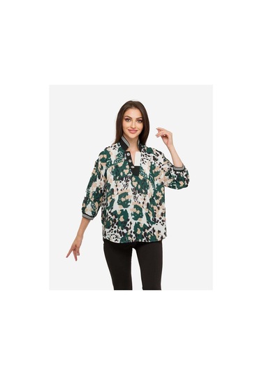 Kadın Leopar Desenli Bluz Frn1106 Yeşil