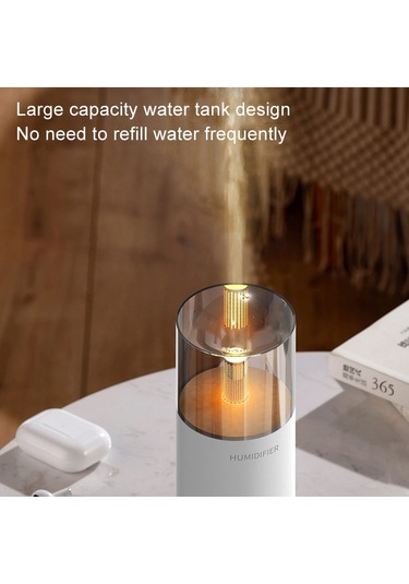 Mum Alevi Aromaterapi Difüzör Otomatik Koku Püskürtücü Mini Ambiyans Mum Işığı Nemlendirici 129 Beyaz