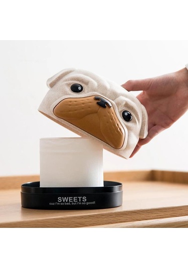 Mavi Köpek-komik Köpek Kafası Doku Kutusu Kağıt Havlu Doku Kutusu Karikatür Sevimli Ev Masa Araba Dekor Peçete Mendil Konteyner Malzemeleri