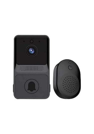 Kangvka Z20 Siyah Akıllı Düşük Enerji Wifi Görüntülü Kapı Zili - Telsiz, Şarj Edilebilir Dahili Pil Ve Standart Ding Dong Fonksiyonu