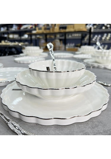 Royking Twist Silver 24 Parça Yemek Takımı Hrn 018 Gümüş