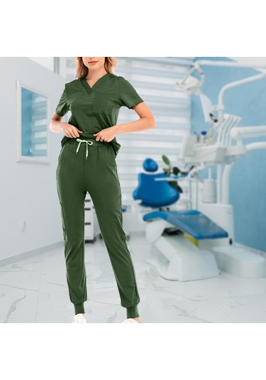 Dolıty Çok Cepli V Yaka İş Elbisesi Ile Nefes Xl-yeşil