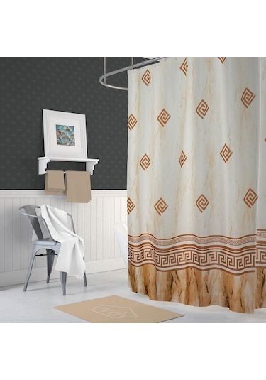 Banyo Perdesi 2 x110 x 200 Çift Kanat Duş Perdesi Halkalı Duşakabin Perdesi 4860 Çok Renkli