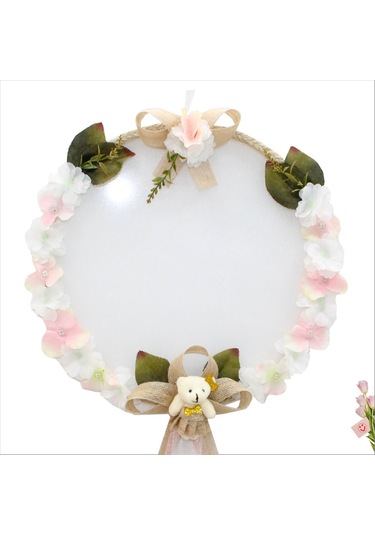 Süslebabypartystore Çiçekli Ve Ayıcıklı 37Cm Kasnak Kapı Süsü Çok Renkli