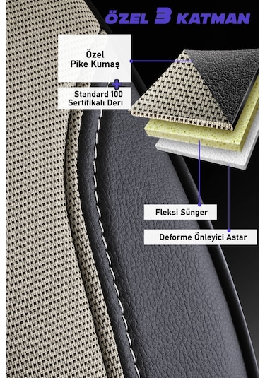 Panda Peru Serisi Pike Kumaş Ön İki Oto Koltuk Kılıfı