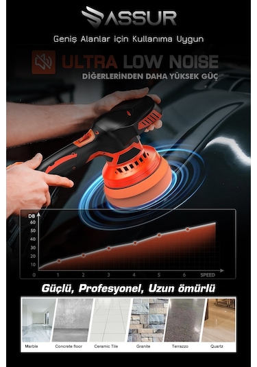 Assur Asr443 12V Orbital 6 Kademeli Polisaj Makinesi Kırmızı