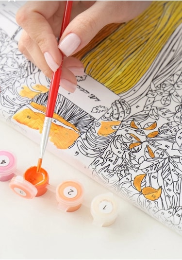 Denic Sayılarla Boyama Seti 40x50 Cm (Çıtalı) Fırça Boya Dahil Numaralı Tuval Kırmızı Araba